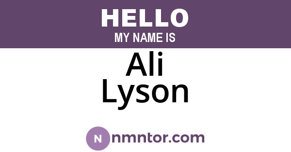 Ali Lyson