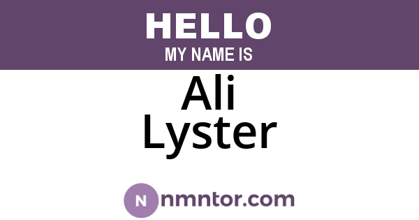 Ali Lyster
