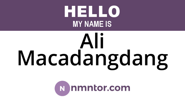 Ali Macadangdang