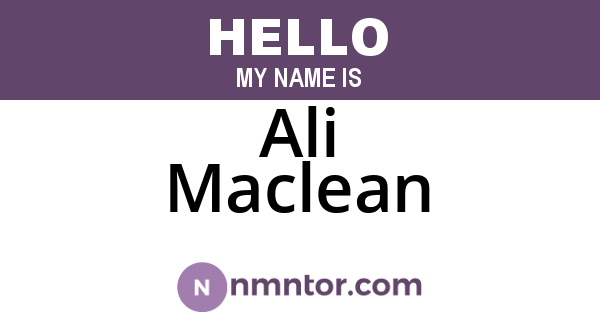 Ali Maclean
