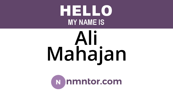 Ali Mahajan