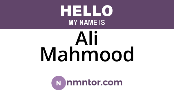 Ali Mahmood