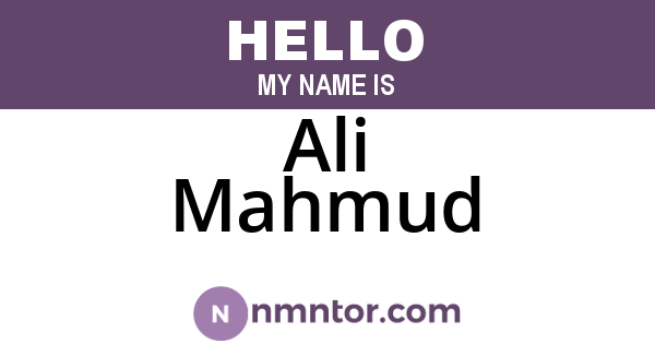 Ali Mahmud