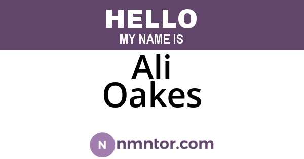 Ali Oakes