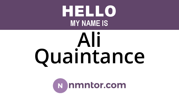Ali Quaintance