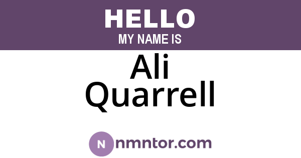 Ali Quarrell