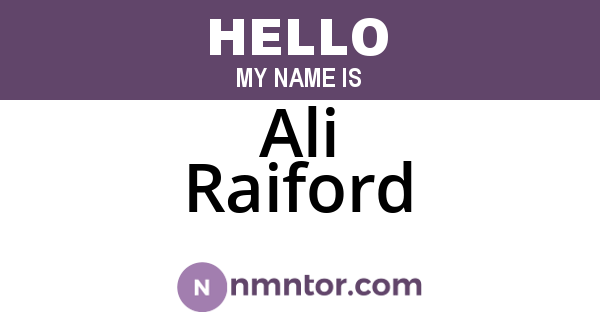 Ali Raiford