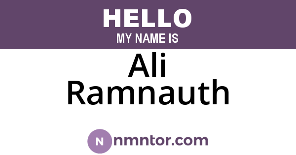 Ali Ramnauth