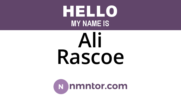 Ali Rascoe