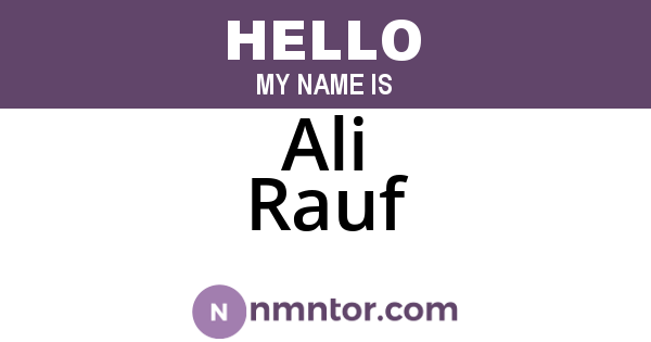 Ali Rauf