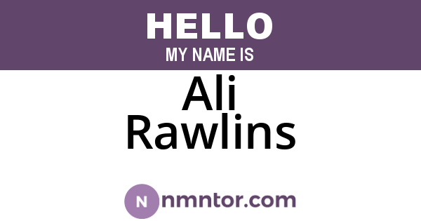Ali Rawlins