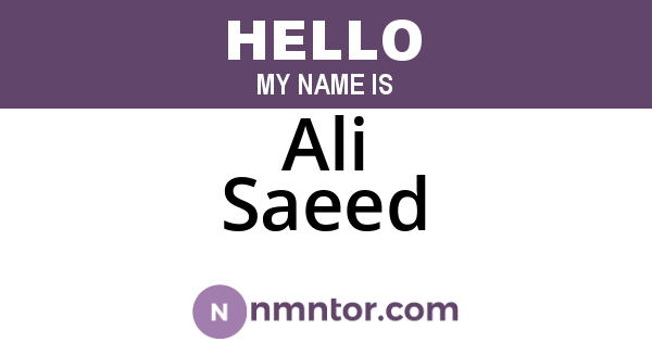 Ali Saeed