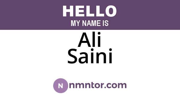 Ali Saini