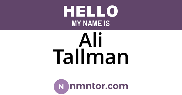 Ali Tallman