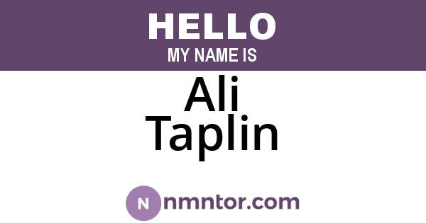 Ali Taplin