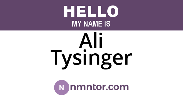 Ali Tysinger