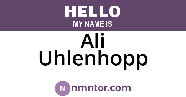 Ali Uhlenhopp