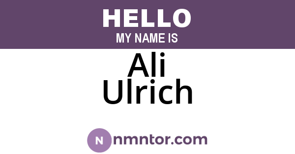 Ali Ulrich