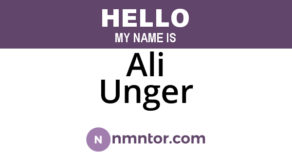 Ali Unger