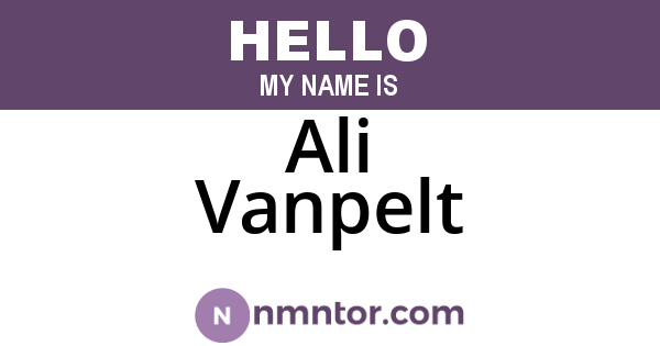 Ali Vanpelt