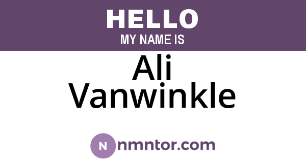Ali Vanwinkle