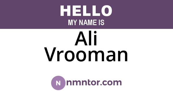 Ali Vrooman