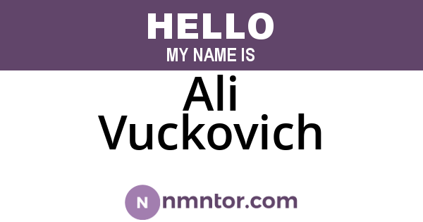 Ali Vuckovich