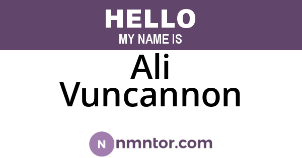 Ali Vuncannon
