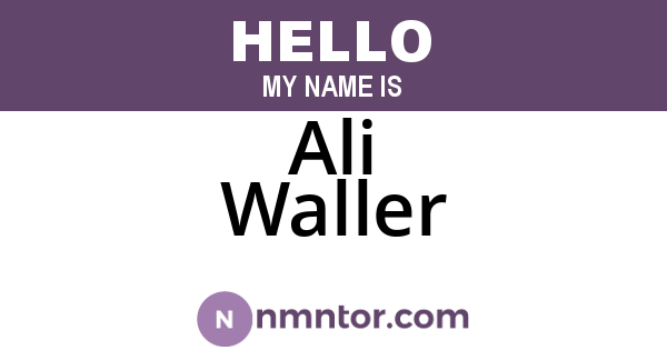 Ali Waller