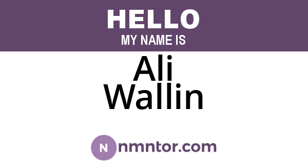 Ali Wallin