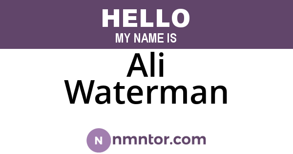 Ali Waterman