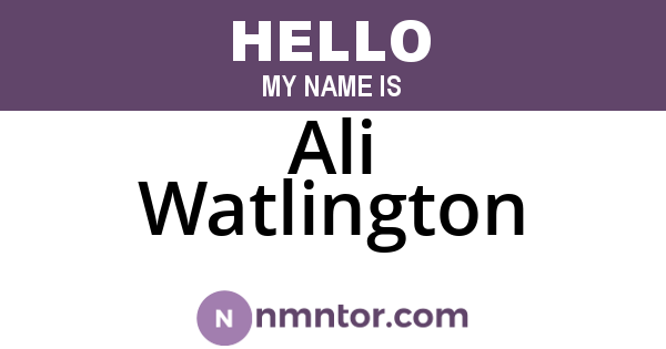 Ali Watlington
