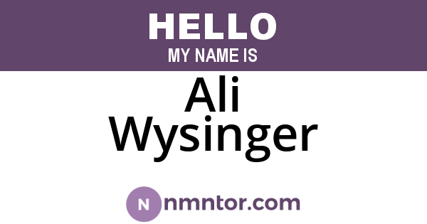 Ali Wysinger