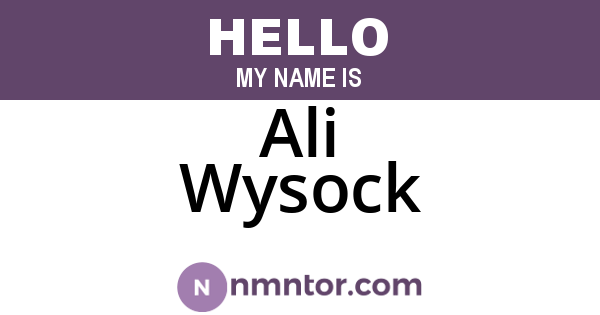 Ali Wysock