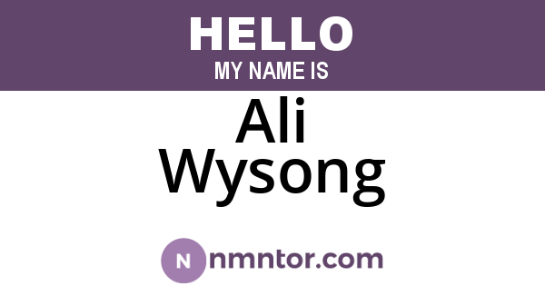 Ali Wysong