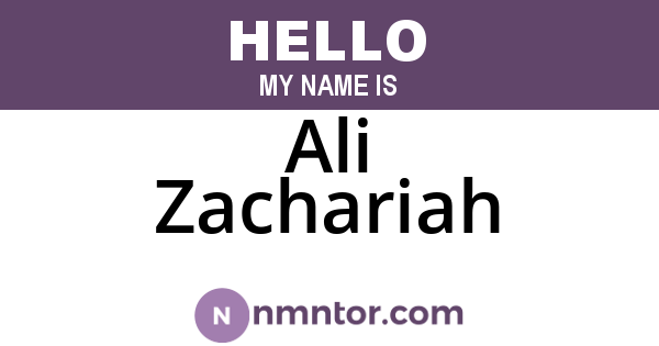 Ali Zachariah