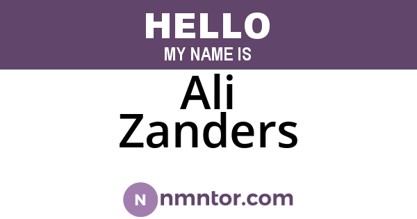 Ali Zanders