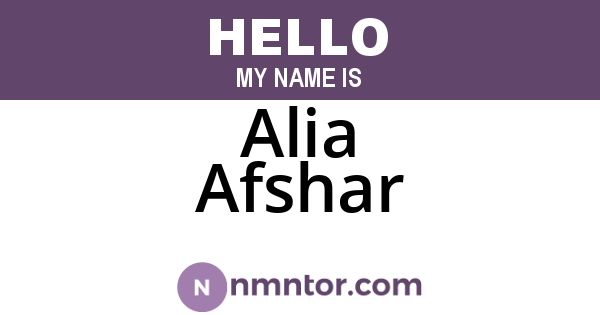 Alia Afshar