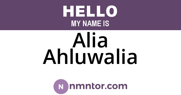 Alia Ahluwalia