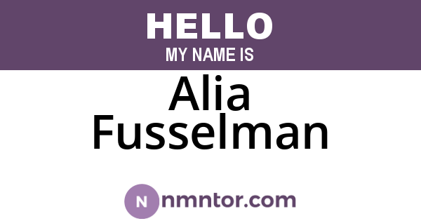 Alia Fusselman