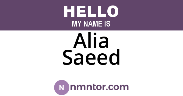 Alia Saeed