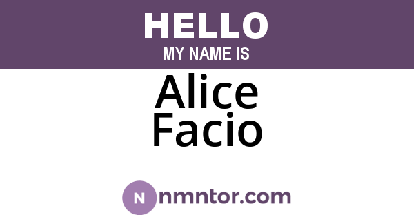 Alice Facio