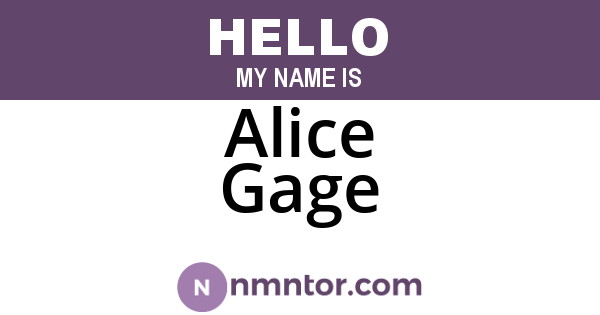Alice Gage
