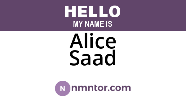 Alice Saad
