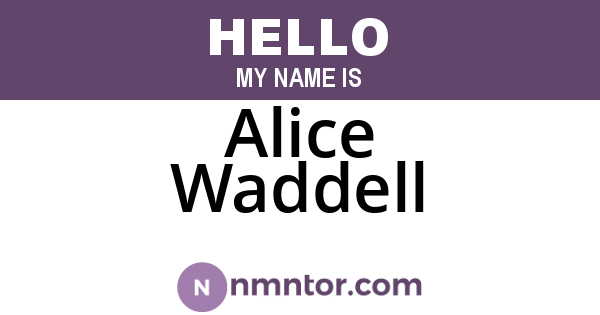 Alice Waddell