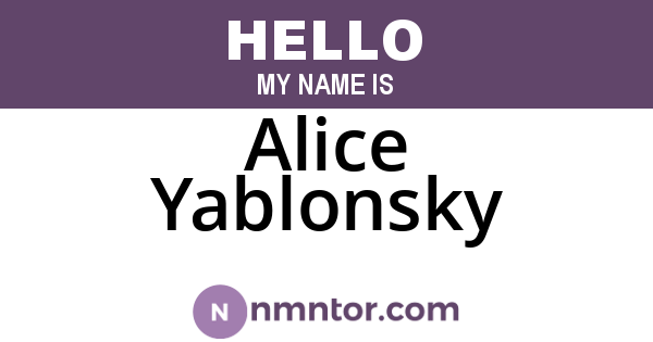 Alice Yablonsky