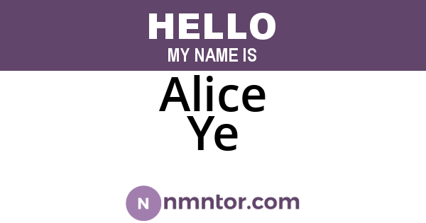 Alice Ye