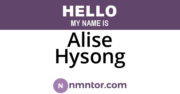Alise Hysong
