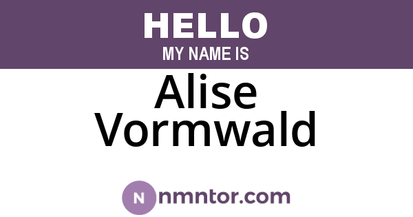 Alise Vormwald