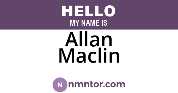 Allan Maclin